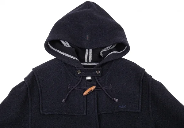 パパスPapas ワンポイントロゴ刺繍ダッフルコート 紺M K-76949_002
