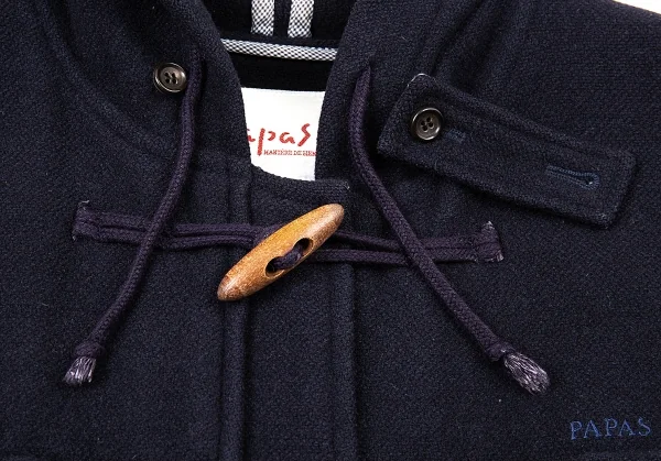パパスPapas ワンポイントロゴ刺繍ダッフルコート 紺M K-76949_006
