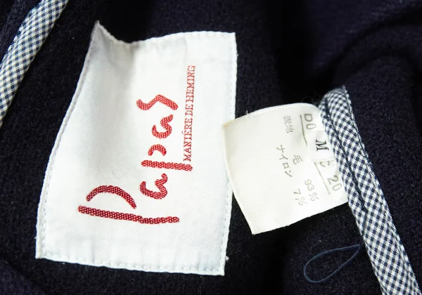 パパスPapas ワンポイントロゴ刺繍ダッフルコート 紺M K-76949_020