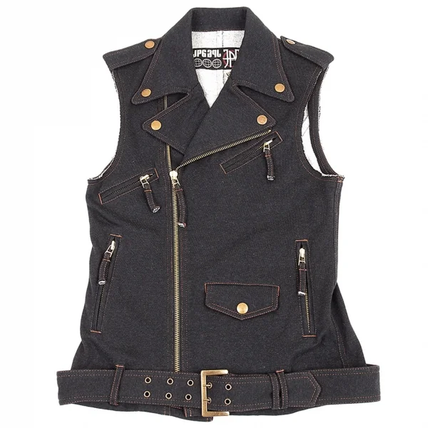 ジャンポールゴルチエJean Paul GAULTIER PARIS 裏起毛スウェットノースリーブライダースジャケット 黒40 K-76962_002