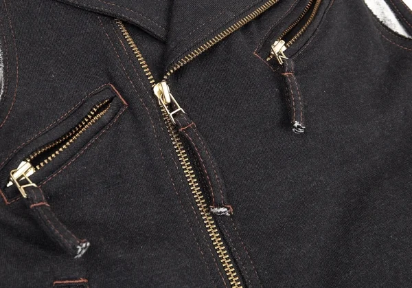 ジャンポールゴルチエJean Paul GAULTIER PARIS 裏起毛スウェットノースリーブライダースジャケット 黒40 K-76962_005