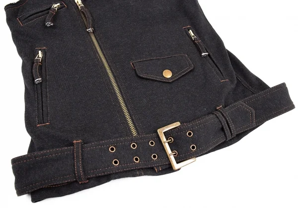 ジャンポールゴルチエJean Paul GAULTIER PARIS 裏起毛スウェットノースリーブライダースジャケット 黒40 K-76962_006