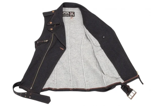 ジャンポールゴルチエJean Paul GAULTIER PARIS 裏起毛スウェットノースリーブライダースジャケット 黒40 K-76962_009