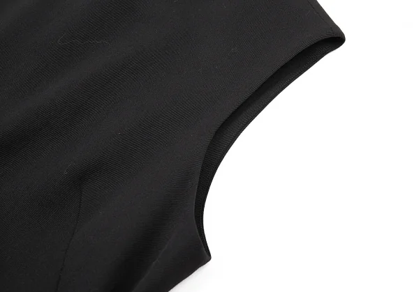 ジャンポールゴルチエ ファムJean Paul GAULTIER FEMME バックプリーツウールギャバノースリーブワンピース 黒40 K-77013_005