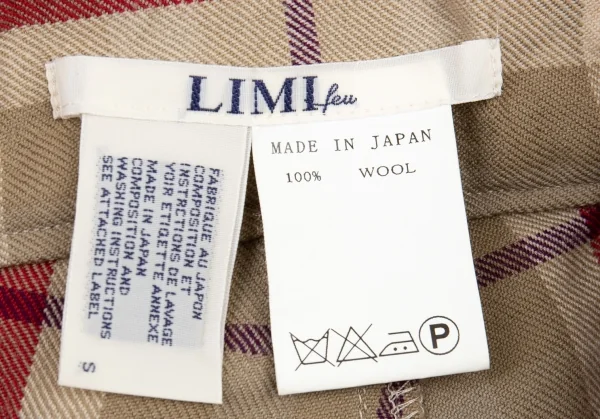 リミフゥLIMI feu ウールギャバチェックサルエルパンツ ベージュ赤他S K-77043_010