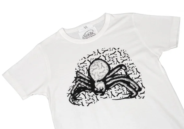 ワイズY's フロッキースパイダーロゴプリントTシャツ 白2 K-77046_002