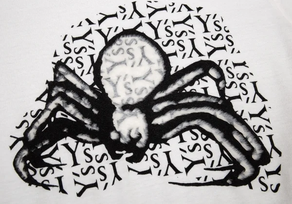 ワイズY's フロッキースパイダーロゴプリントTシャツ 白2 K-77046_004