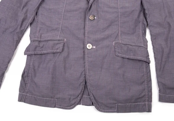 コムデギャルソン オムCOMME des GARCONS HOMME 製品染めストライプステッチ２Bジャケット 紺ピンクXS K-77075_010