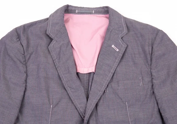コムデギャルソン オムCOMME des GARCONS HOMME 製品染めストライプステッチ２Bジャケット 紺ピンクXS K-77075_002