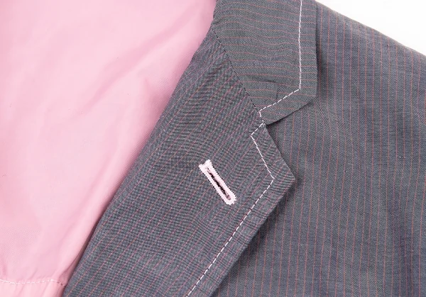 コムデギャルソン オムCOMME des GARCONS HOMME 製品染めストライプステッチ２Bジャケット 紺ピンクXS K-77075_004