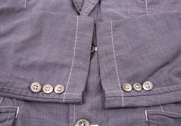 コムデギャルソン オムCOMME des GARCONS HOMME 製品染めストライプステッチ２Bジャケット 紺ピンクXS K-77075_008