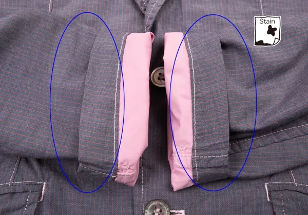 コムデギャルソン オムCOMME des GARCONS HOMME 製品染めストライプステッチ２Bジャケット 紺ピンクXS K-77075_009