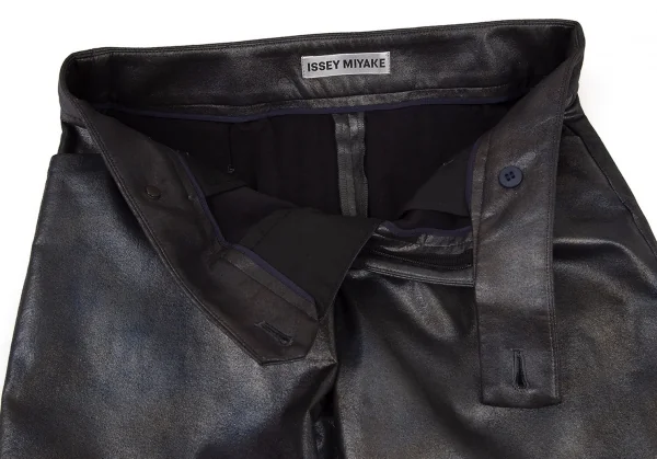 イッセイミヤケISSEY MIYAKE まだらメタリック裾ジップパンツ シルバー1 K-77094_005