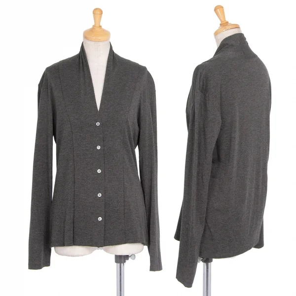 イッセイミヤケ フェットISSEY MIYAKE FETE テンセル天竺カーディガン チャコール2 K-77146_001