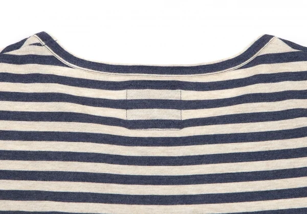 レギュレーション ヨウジヤマモトREGULATION yohji yamamoto レタリングプリントボーダーカットソー 生成り青2 K-77253_010