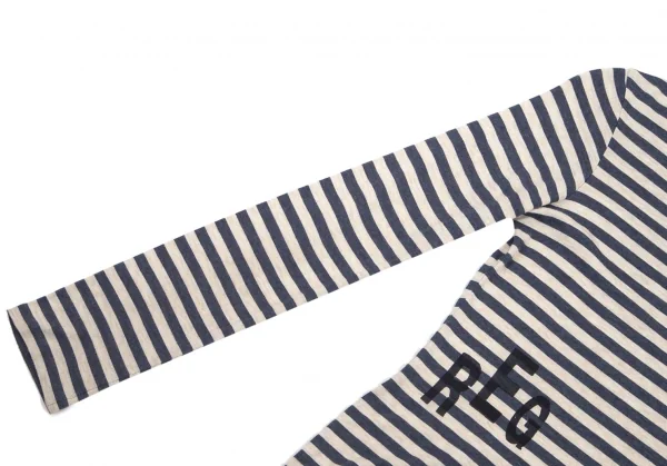 レギュレーション ヨウジヤマモトREGULATION yohji yamamoto レタリングプリントボーダーカットソー 生成り青2 K-77253_004