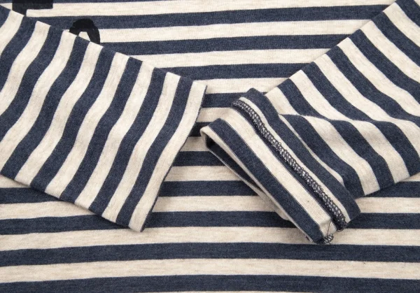 レギュレーション ヨウジヤマモトREGULATION yohji yamamoto レタリングプリントボーダーカットソー 生成り青2 K-77253_005