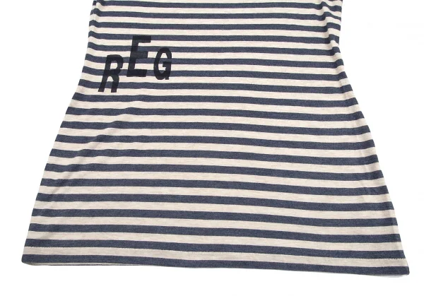 レギュレーション ヨウジヤマモトREGULATION yohji yamamoto レタリングプリントボーダーカットソー 生成り青2 K-77253_006