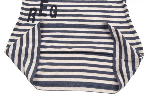 レギュレーション ヨウジヤマモトREGULATION yohji yamamoto レタリングプリントボーダーカットソー 生成り青2 K-77253_008