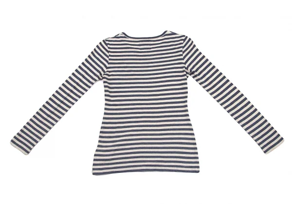 レギュレーション ヨウジヤマモトREGULATION yohji yamamoto レタリングプリントボーダーカットソー 生成り青2 K-77253_009