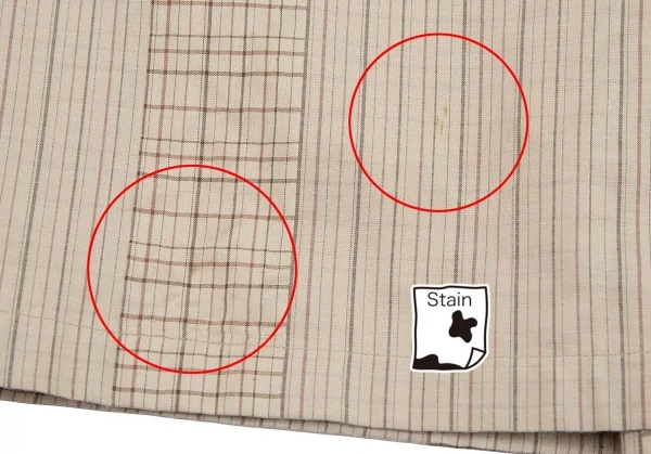 ヨーガンレールJURGEN LEHL シルクコットンチェック切替ストライプラップスカート ベージュM K-77279_006