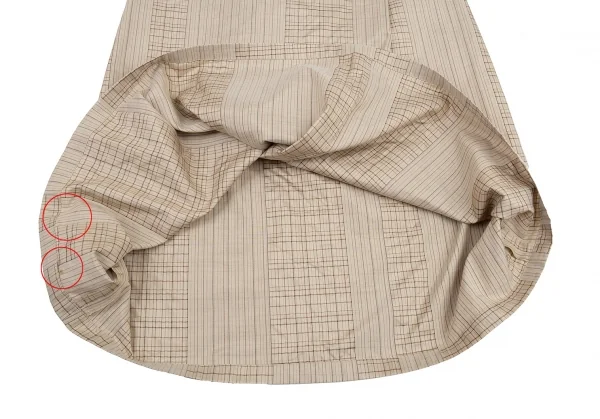 ヨーガンレールJURGEN LEHL シルクコットンチェック切替ストライプラップスカート ベージュM K-77279_009