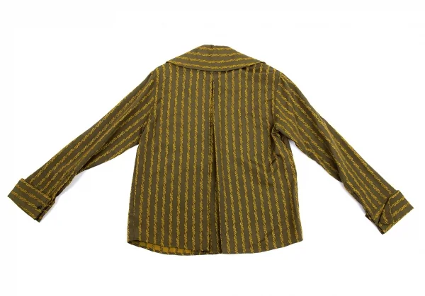 ジジリgigli 刺繍ストライプシャツ カーキ38(M) K-77282_011