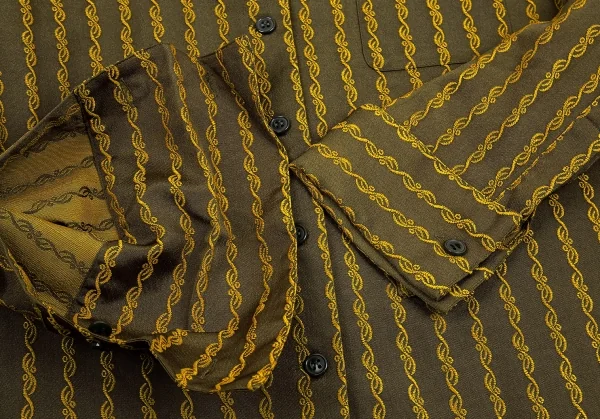 ジジリgigli 刺繍ストライプシャツ カーキ38(M) K-77282_007