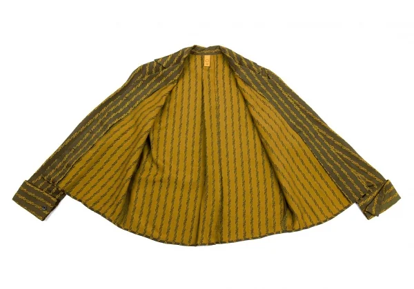 ジジリgigli 刺繍ストライプシャツ カーキ38(M) K-77282_009