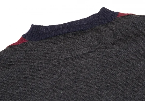 ジャンポールゴルチエ クラシックJean Paul GAULTIER CLASSIQUE イカリ刺繍ウールニットセーター チャコール他48 K-77405_010