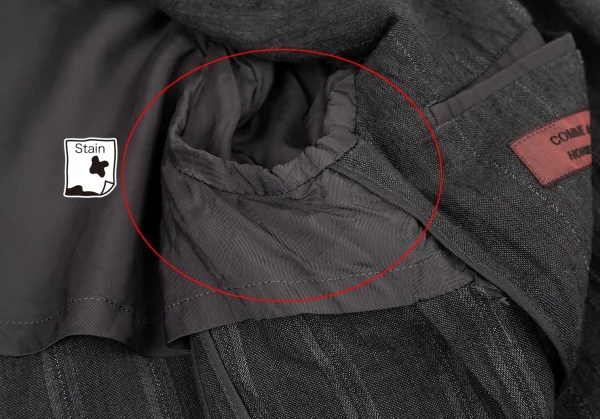 コムデギャルソンオムドゥCOMME des GARCONS HOMME DEUX リネンストライプテーラードジャケット グレーS K-77493_012