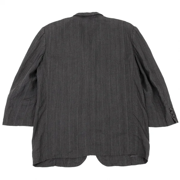 コムデギャルソンオムドゥCOMME des GARCONS HOMME DEUX リネンストライプテーラードジャケット グレーS K-77493_013