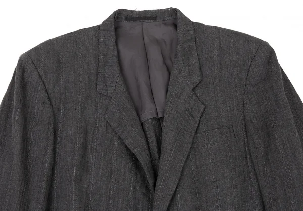 コムデギャルソンオムドゥCOMME des GARCONS HOMME DEUX リネンストライプテーラードジャケット グレーS K-77493_002