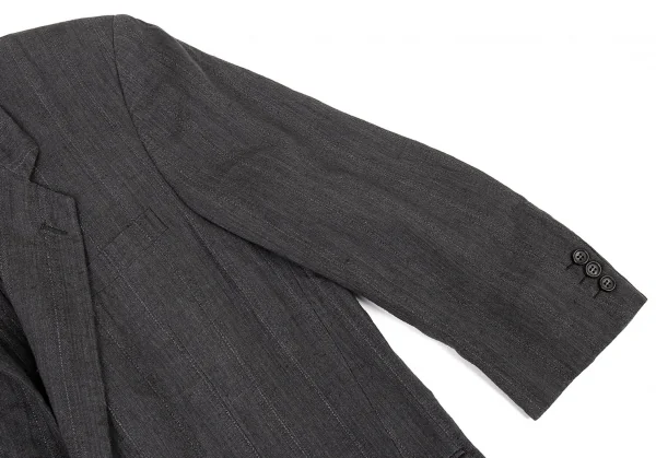 コムデギャルソンオムドゥCOMME des GARCONS HOMME DEUX リネンストライプテーラードジャケット グレーS K-77493_004