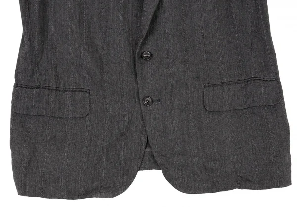 コムデギャルソンオムドゥCOMME des GARCONS HOMME DEUX リネンストライプテーラードジャケット グレーS K-77493_006