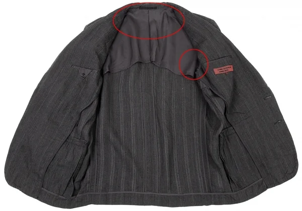 コムデギャルソンオムドゥCOMME des GARCONS HOMME DEUX リネンストライプテーラードジャケット グレーS K-77493_009