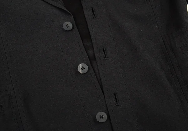 イッセイミヤケ ハートISSEY MIYAKE HaaT サテンラペルコットンレーヨンジャケット 黒2 K-77520_011