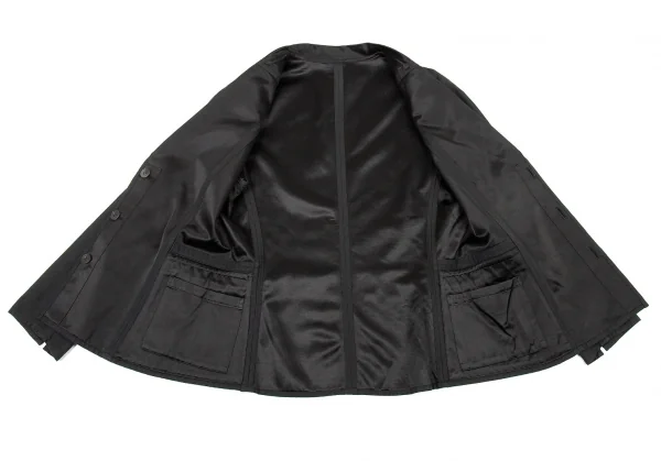 イッセイミヤケ ハートISSEY MIYAKE HaaT サテンラペルコットンレーヨンジャケット 黒2 K-77520_012