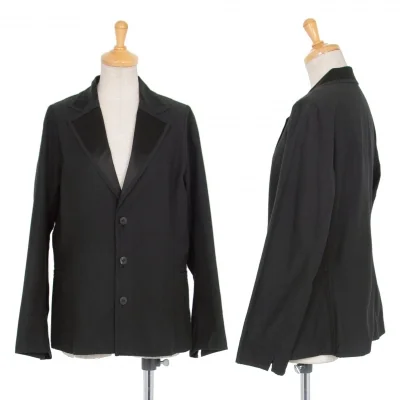 イッセイミヤケ ハートISSEY MIYAKE HaaT サテンラペルコットンレーヨンジャケット 黒