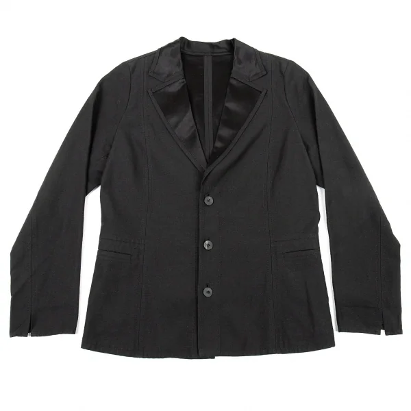 イッセイミヤケ ハートISSEY MIYAKE HaaT サテンラペルコットンレーヨンジャケット 黒2 K-77520_002