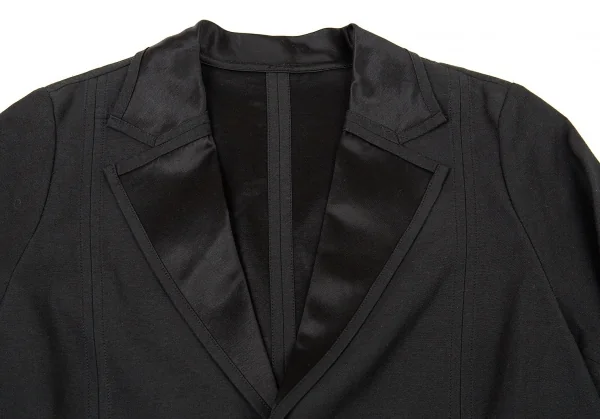 イッセイミヤケ ハートISSEY MIYAKE HaaT サテンラペルコットンレーヨンジャケット 黒2 K-77520_003