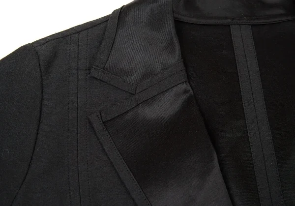 イッセイミヤケ ハートISSEY MIYAKE HaaT サテンラペルコットンレーヨンジャケット 黒2 K-77520_004