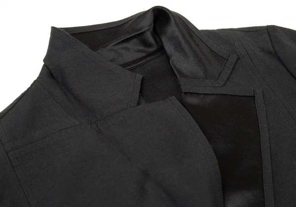 イッセイミヤケ ハートISSEY MIYAKE HaaT サテンラペルコットンレーヨンジャケット 黒2 K-77520_005