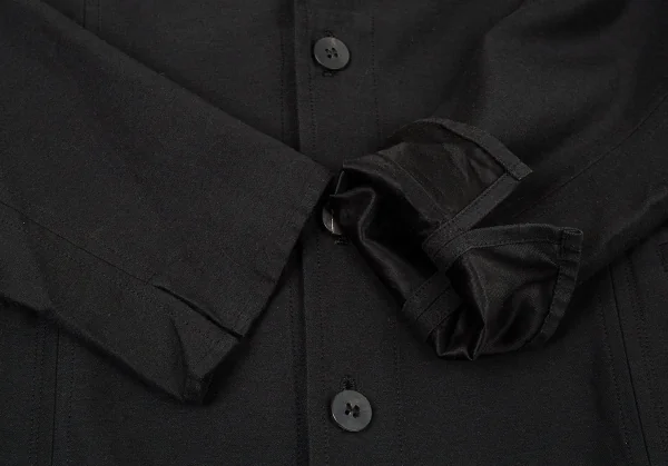 イッセイミヤケ ハートISSEY MIYAKE HaaT サテンラペルコットンレーヨンジャケット 黒2 K-77520_007