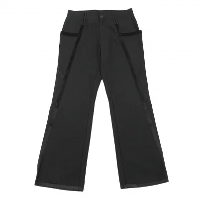 イッセイミヤケ ハートISSEY MIYAKE HaaT コットンレーヨンサテンラインパンツ 黒