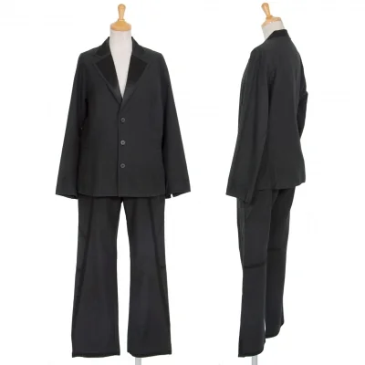 イッセイミヤケ ハートISSEY MIYAKE HaaT サテン切り替えセットアップスーツ 黒
