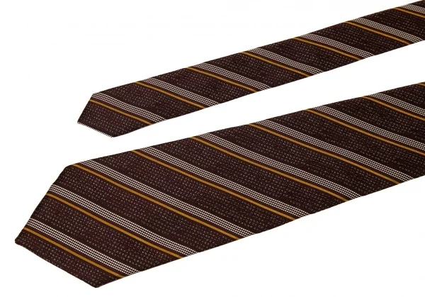 コムデギャルソン オムCOMME des GARCONS HOMME レジメンタルストライプシルクネクタイ 茶白オレンジ K-77531_003