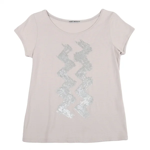 イッセイミヤケISSEY MIYAKE スパンコールTシャツ グレージュ3 K-77548_001