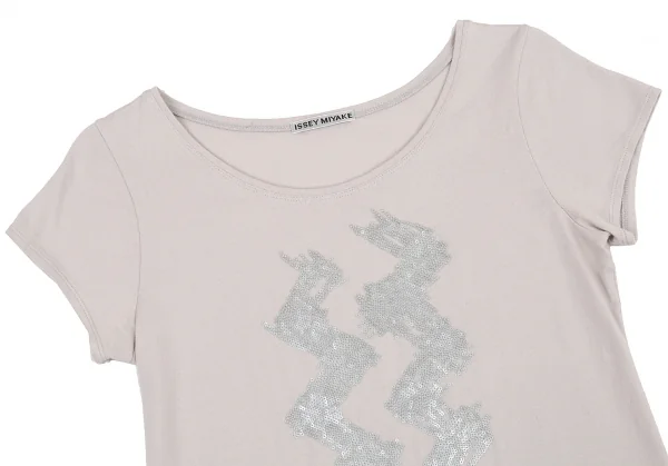 イッセイミヤケISSEY MIYAKE スパンコールTシャツ グレージュ3 K-77548_002