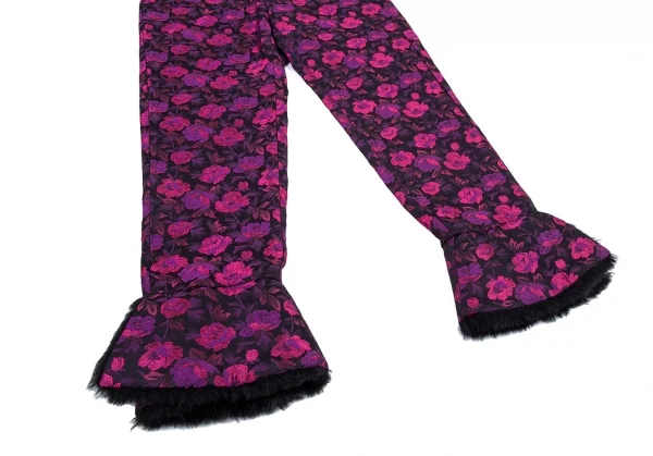 新品!ノアール ケイ ニノミヤnoir kei ninomiya 花柄ジャガード裾ファーパンツ 黒ピンク紫S K-77623_005